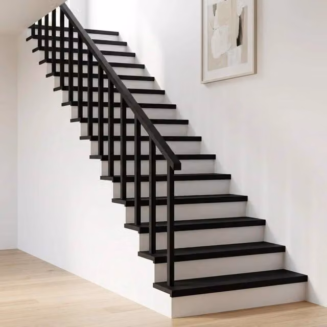Set di 4 tappeti per scale vidaXL in legno di faggio, colore nero, L: 90 cm, P: 30 cm, H: 2 cm