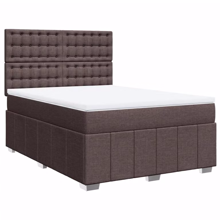 Letto a molle con materasso marrone scuro 160x200 cm in tessuto
