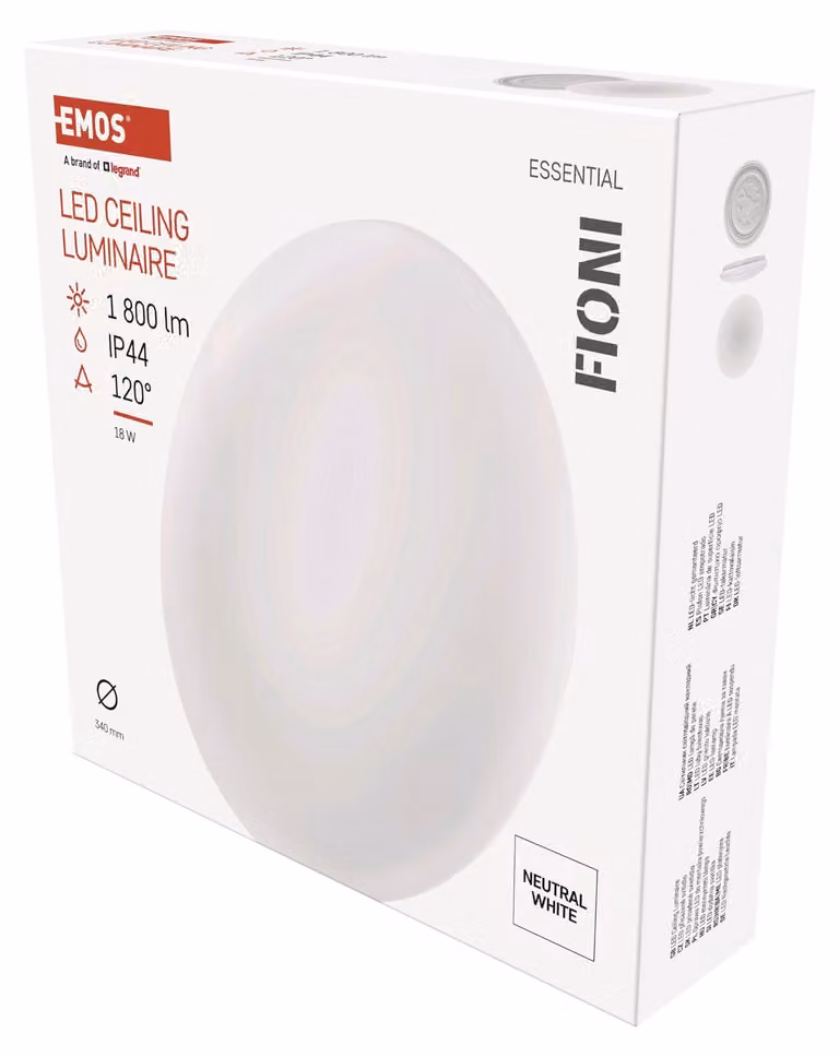 EMOS Apparecchio LED FIONI, bianco rotondo 18W bianco neutro, IP44, ZM1121