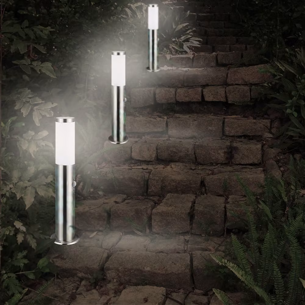 Palo Luminoso da Esterno monzana® in Acciaio Inossidabile con Sensore di Movimento e Grado di Protezione IP44 – 2