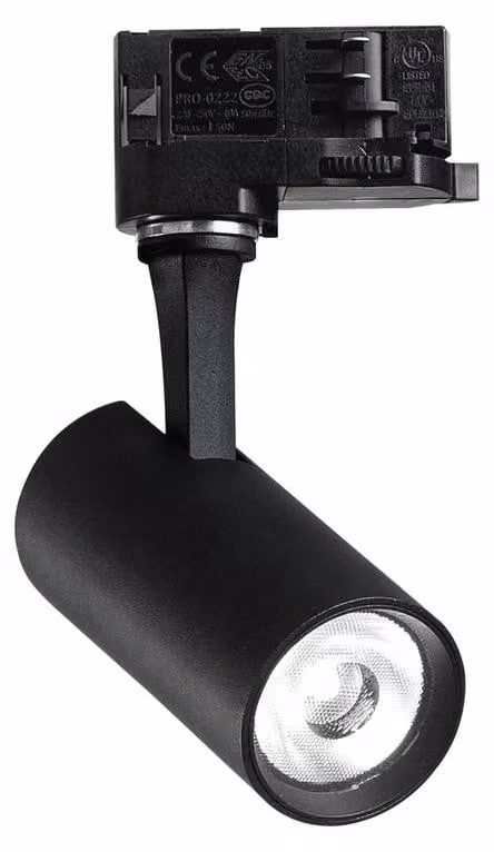 Faretto Su Binario Fox Led 8W Luce Calda 3000K Finitura Nero Ideal Lux