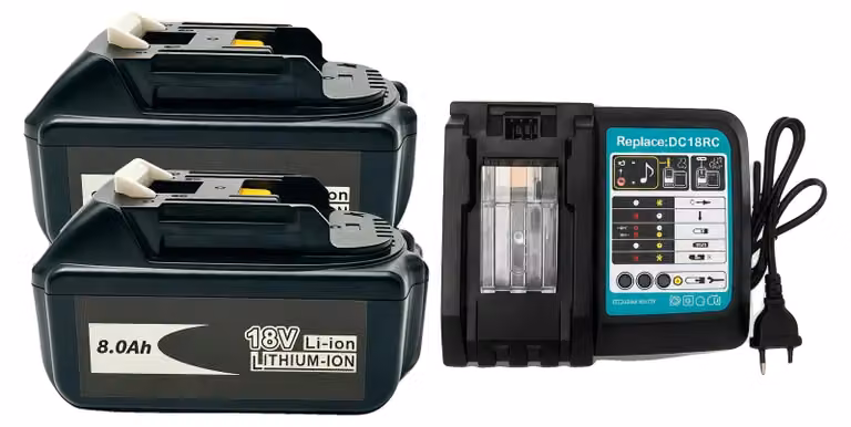 Batterie ricaricabili, capacità 8000mAh, compatibili con utensili elettrici, 2 batterie e caricabatterie, 18V