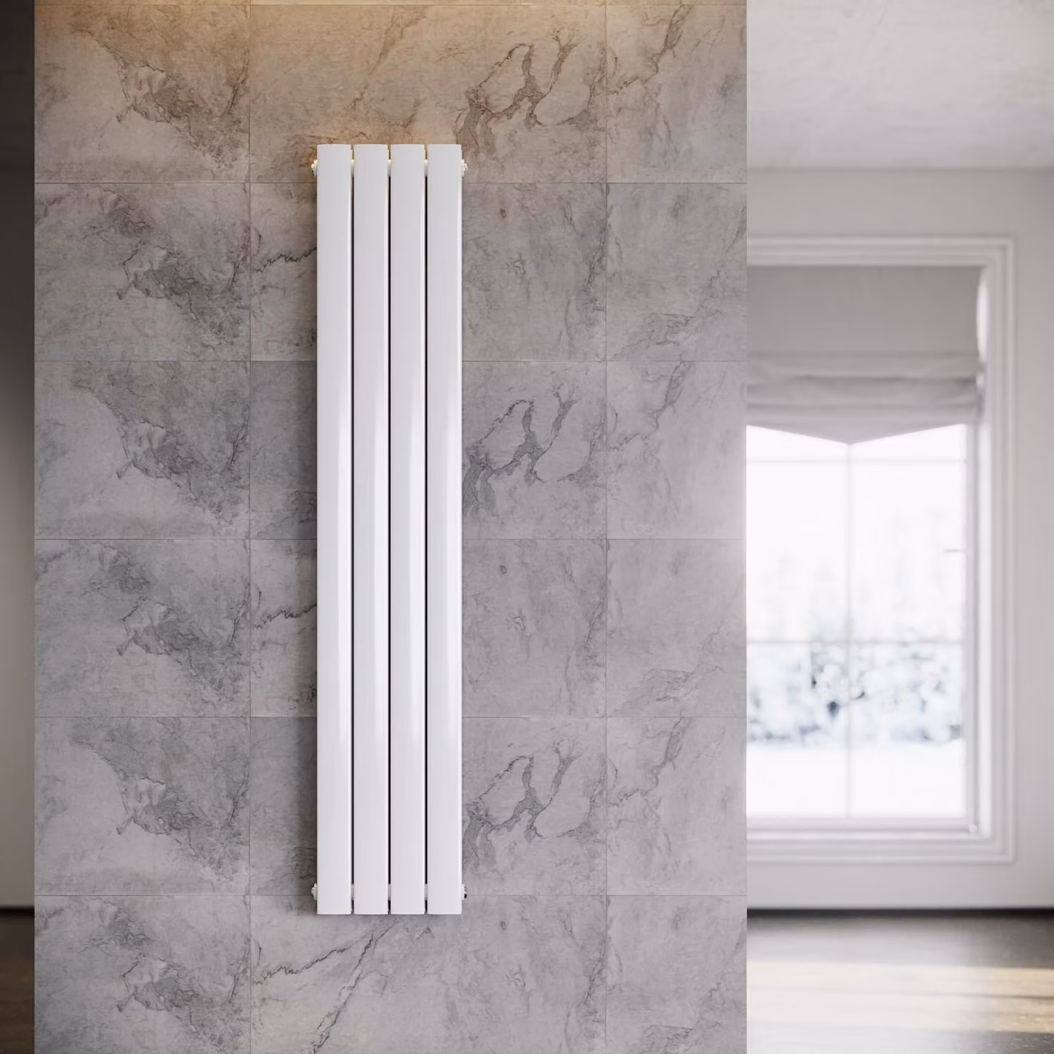 SONNI - Radiatore a pannello verticale, design moderno, a due strati, colore bianco, dimensioni 1600x311 mm, senza resistenza riscaldante