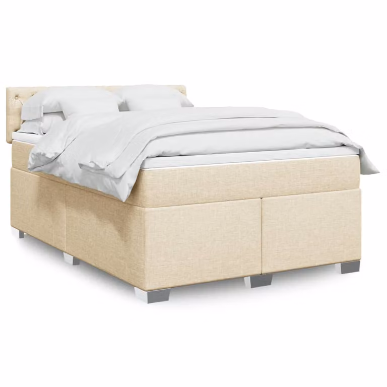 vidaXL Letto Ibrido con Materasso e Illuminazione Sotto il Letto, Colore Beige e Bianco, L/P: 140 x 190 cm
