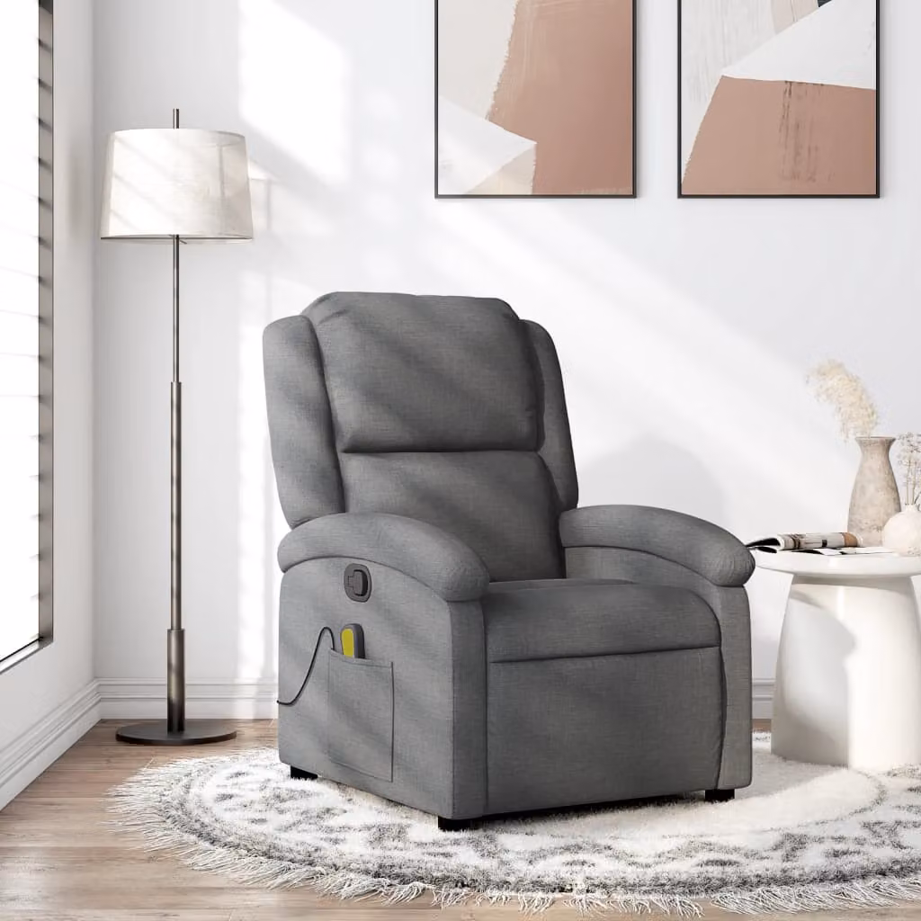 vidaXL Poltrona Reclinabile Relax Moderno in Tessuto Grigio con Braccioli