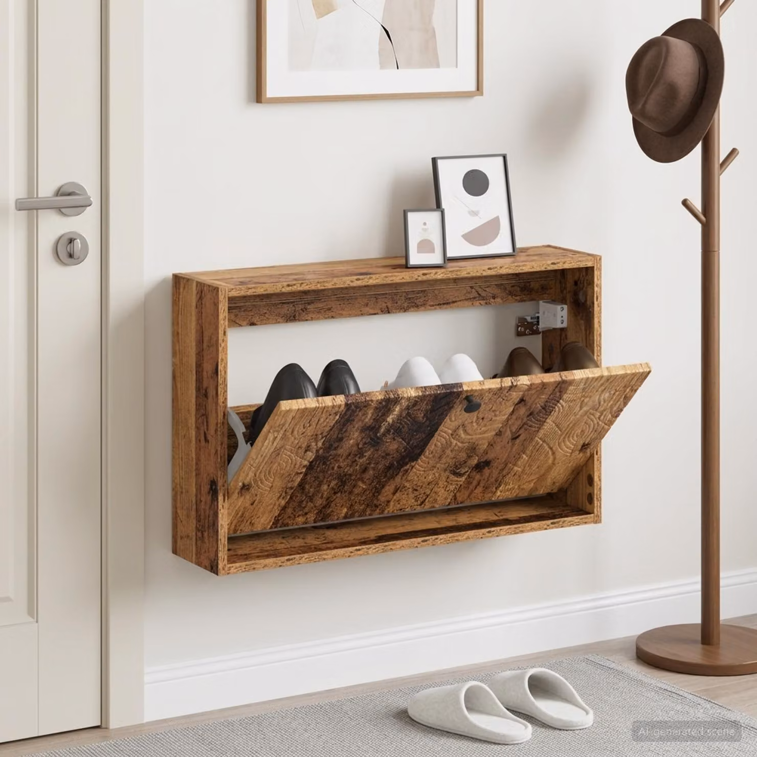 Mobiletto per scarpe da muro vidaXL moderno marrone L: 71 cm, P: 17 cm, H: 43 cm
