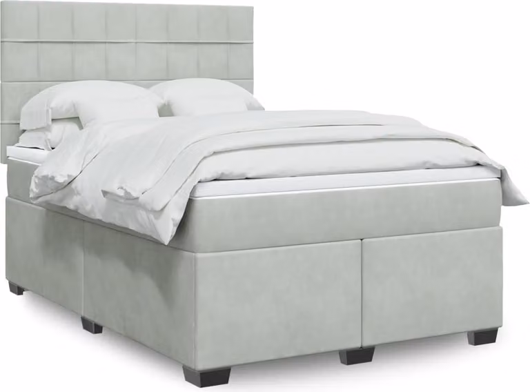 Maison Exclusive - Giroletto a Molle con Materasso Grigio Chiaro 160x200cm Velluto