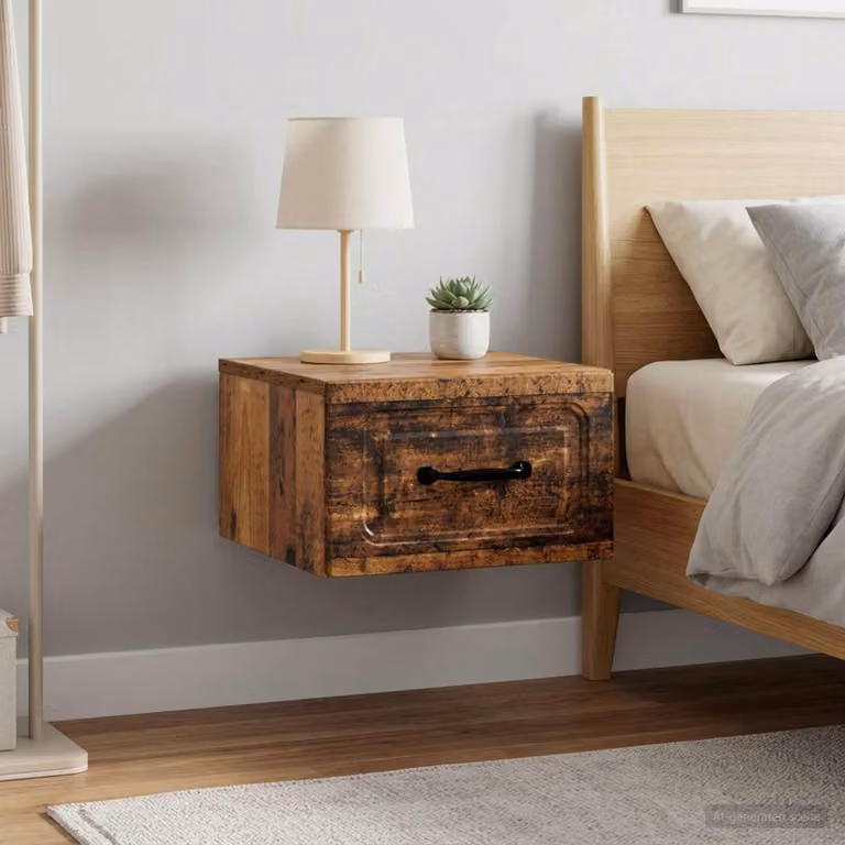 Set di 2 mobiletti da notte sospesi vidaXL in stile moderno, colore marrone e nero, L: 34,5 cm, P: 33 cm, H: 20 cm