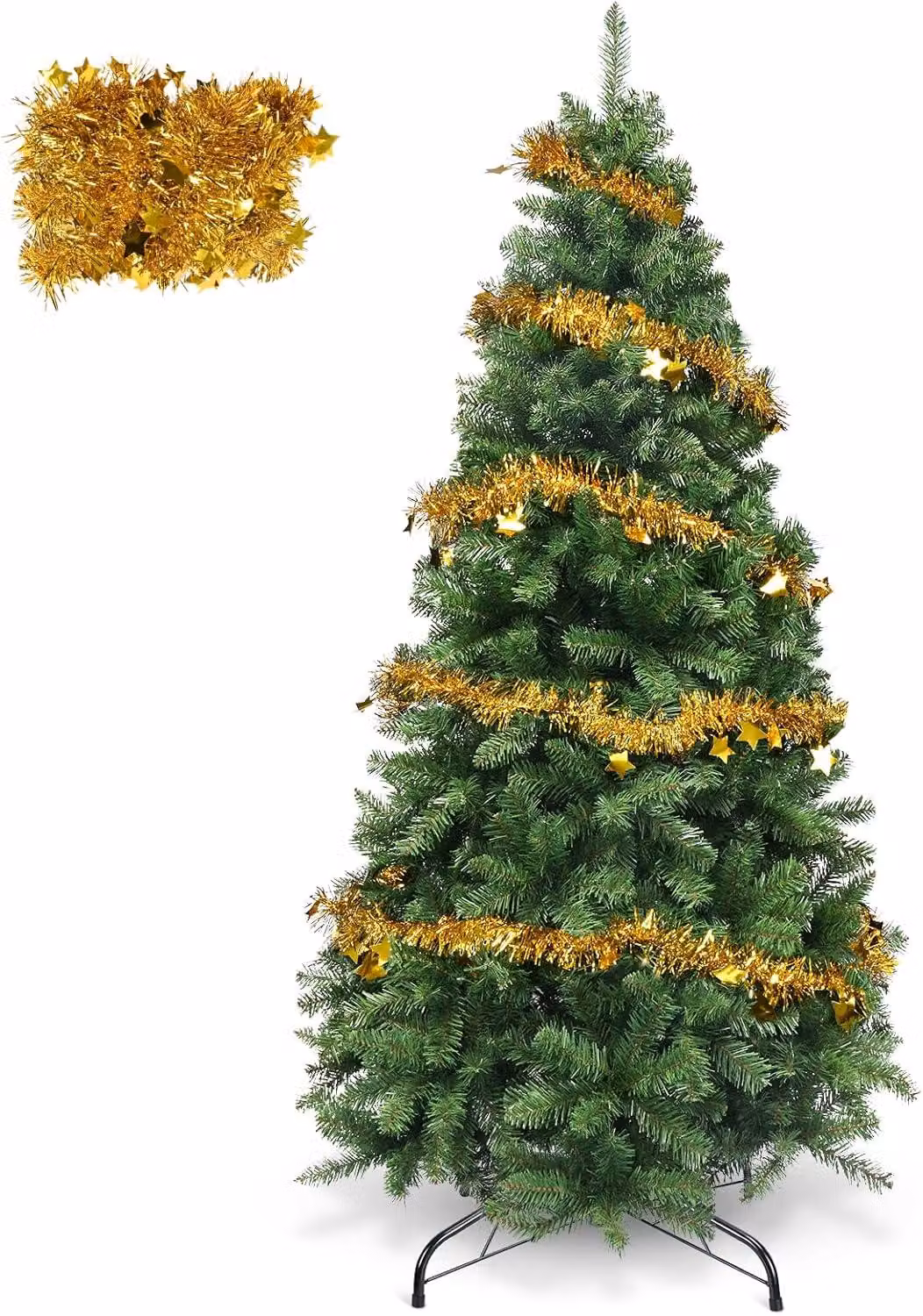 Albero di Natale artificiale, altezza 180 cm, con 880 punte, realizzato in PVC e PE, dotato di supporto in metallo, ideale per uso domestico
