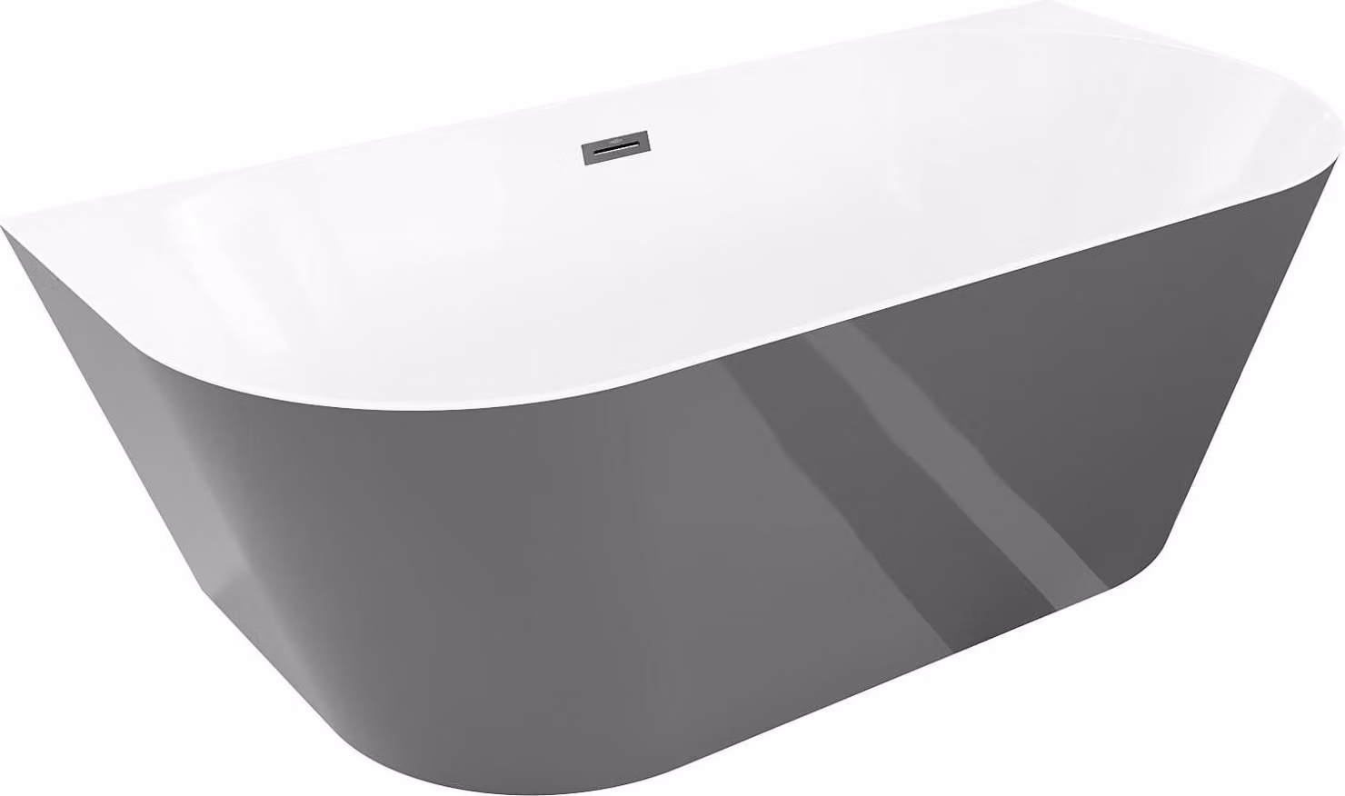 Mexen Oval Slim vasca da bagno indipendente adiacente 170 x 80 cm, bianca/grigia, troppopieno nero - 52661708062-70