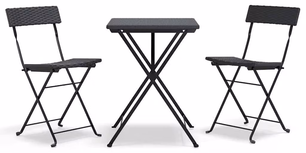 Set da bistrot pieghevole in rattan sintetico