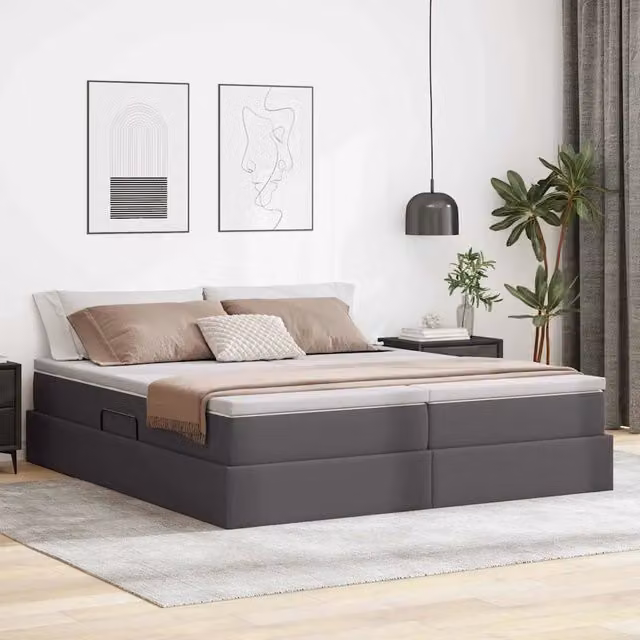 Letto con contenitore e materasso ibrido vidaXL Grigio L/P/H: 200 x 200 x 48,5 cm – 1