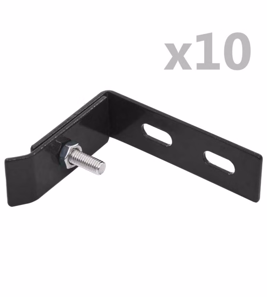 vidaXL Set di 10 connettori angolari a parete in acciaio zincato colore antracite – 2