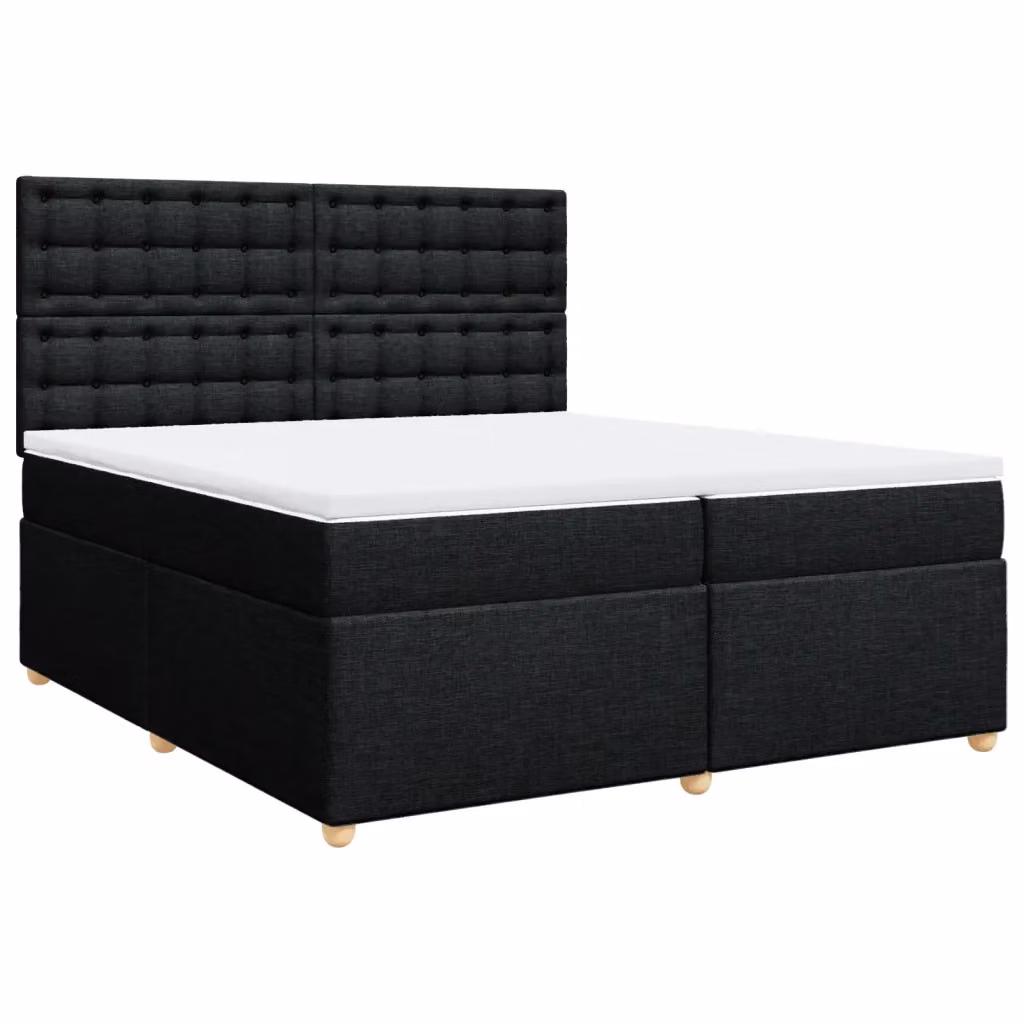 Letto Ibrido vidaXL con Giroletto a Molle e Materasso Nero e Bianco in Tessuto L/P: 200 x 200 cm – 2
