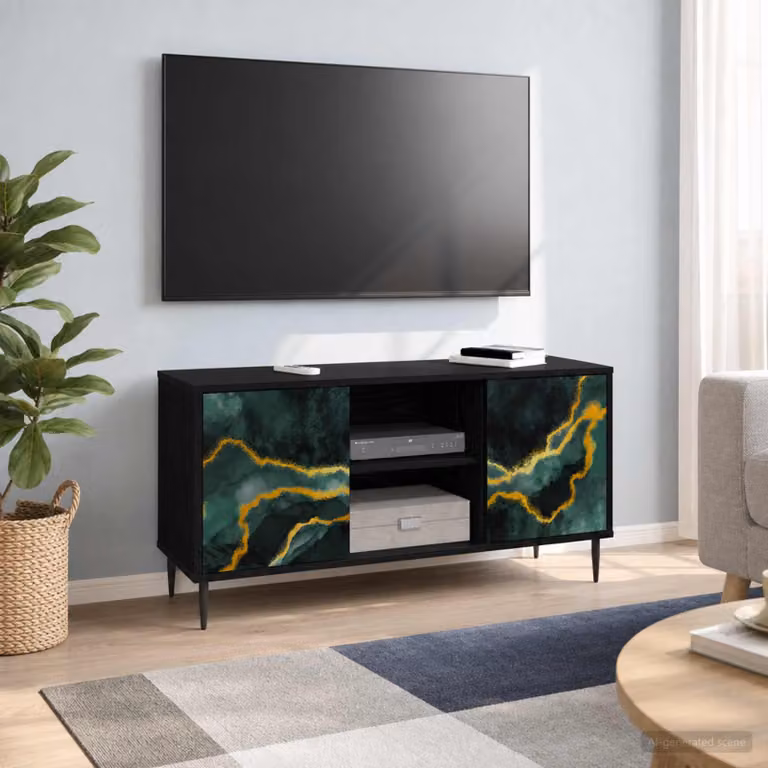 Mobile TV vidaXL WIJHE in Rovere Nero, L 102 x P 33 x H 51 cm