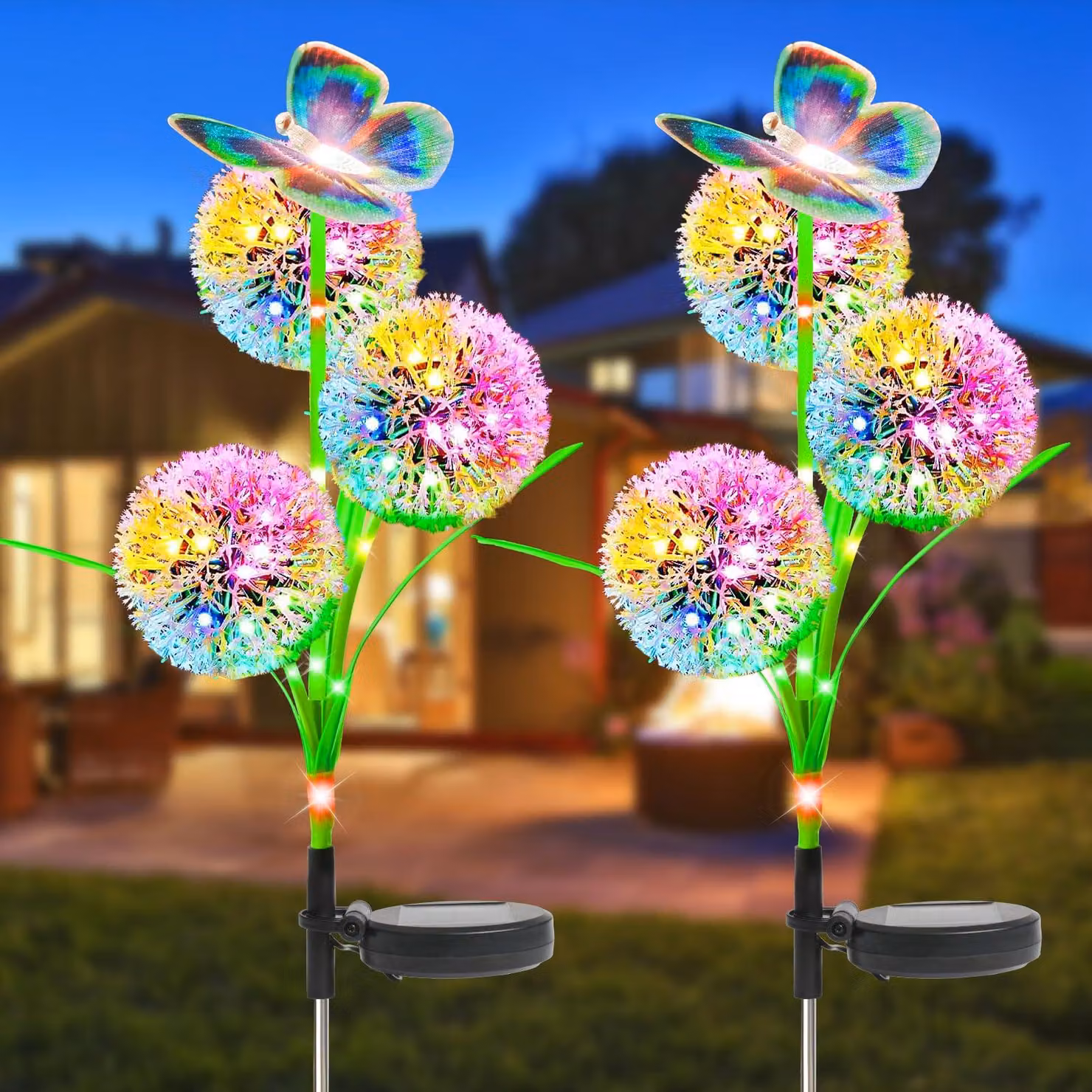 Lampade solari a forma di margherita, 2 pezzi, grado di protezione IP65, cambio di colore, tecnologia LED, 2 modalità