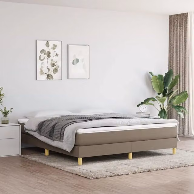 Struttura Letto Imbottita vidaXL in Tessuto Beige con Doghe a Rete Curva L/P: 160 x 200 cm