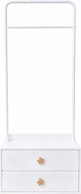 Armadio modulare aperto con barra appendiabiti e cassetti per camera da letto, design minimalista, L: 70 cm, P: 55 cm, H: 168 cm, bianco e marrone