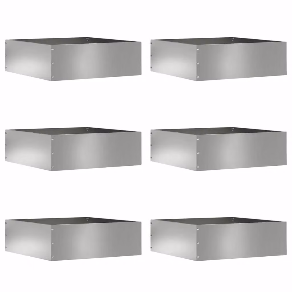Set di 6 bordure per prato vidaXL in acciaio zincato argento, L/P/H: 40 x 40 x 13 cm