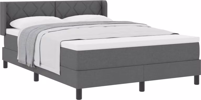 Letto boxspring con materasso grigio scuro 200 x 140 cm poliestere