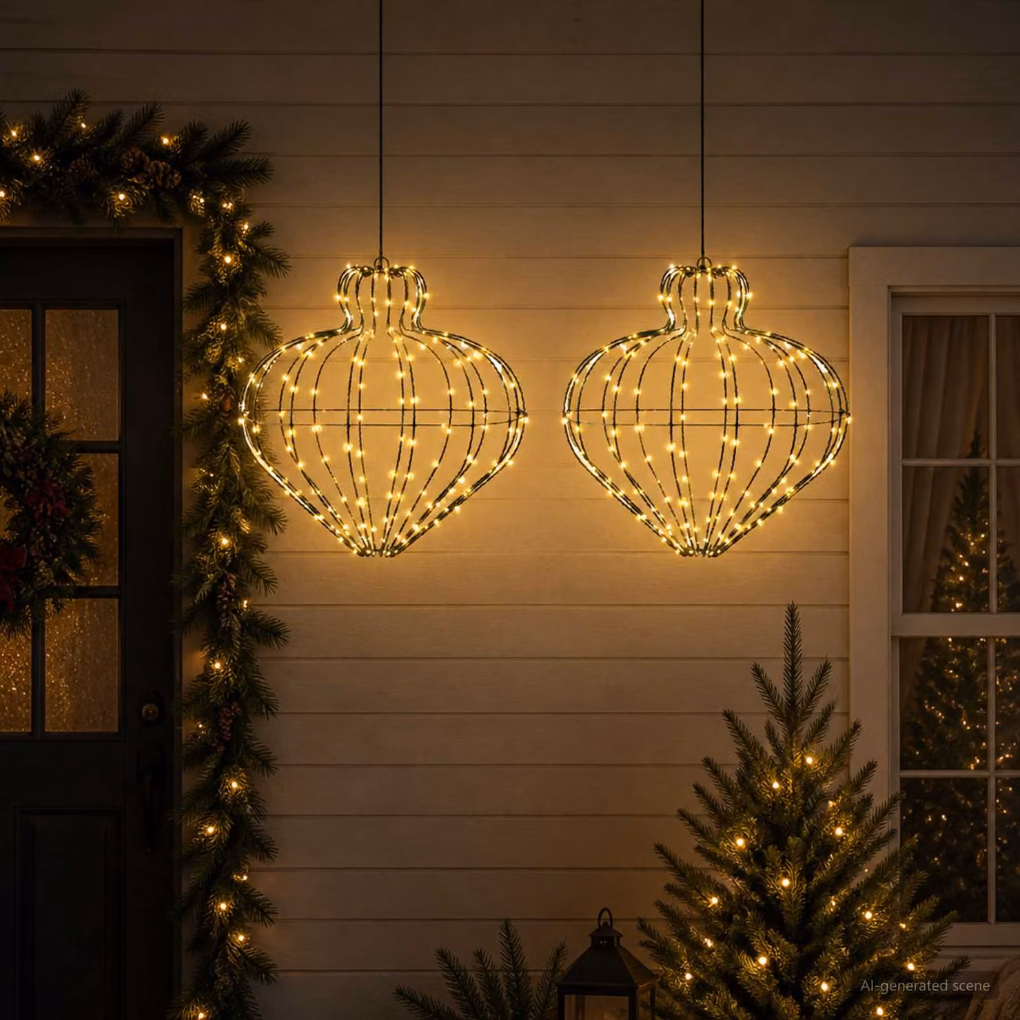 vidaXL Luce a punta di Natale 2 pz 384 LED Bianco caldo Ø 45 x 40 cm