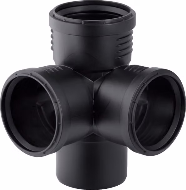Geberit Silent-PP ramo d'angolo con prese, DN 90-90-90x87,5°