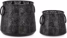 Set di 2 lanterne moderne in metallo Bizzotto colore nero