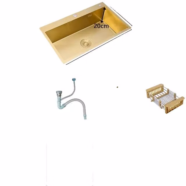 Lavello, realizzato a mano in acciaio inox 304, a vasca singola, 53x43cm