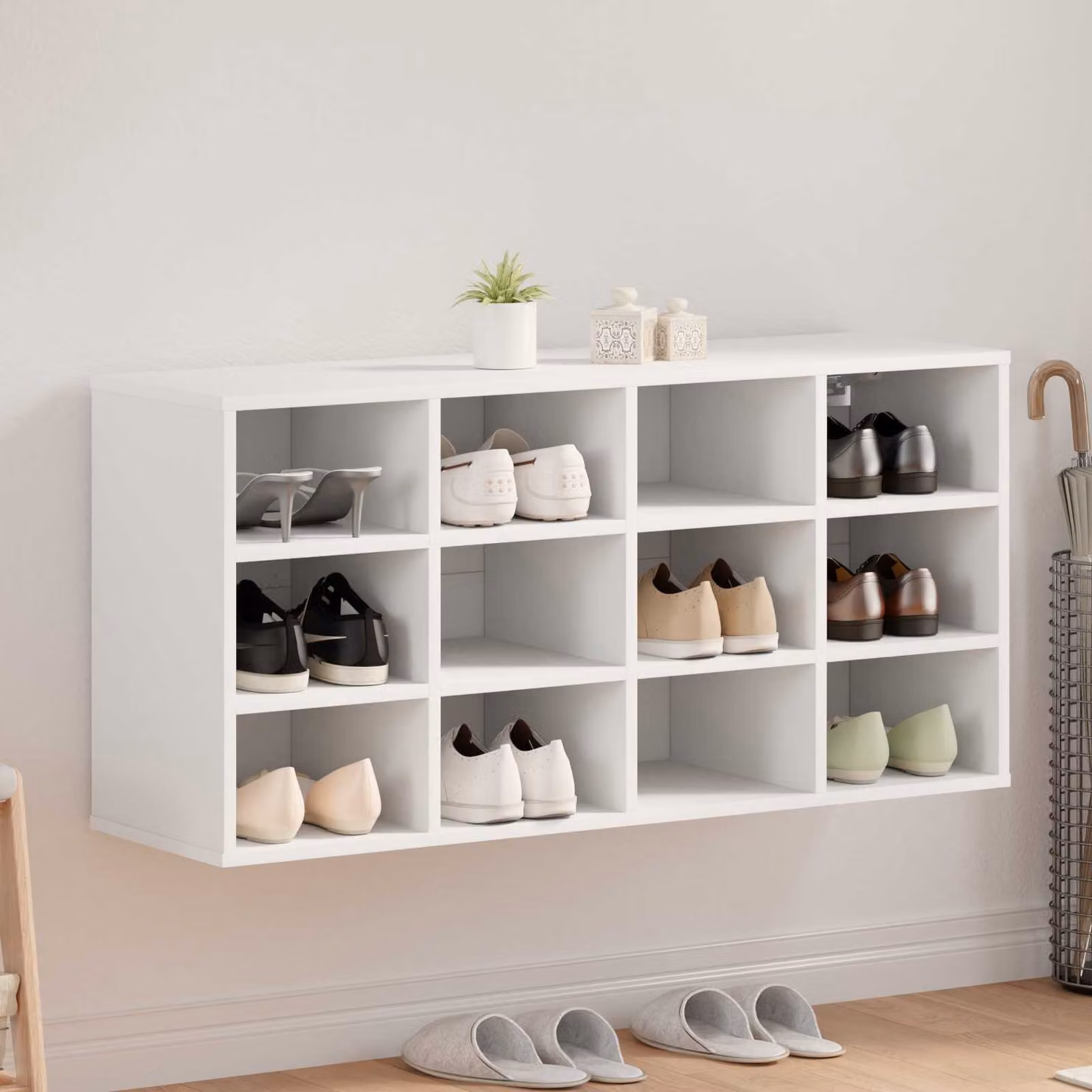 Mobile porta scarpe vidaXL moderno in legno ingegnerizzato bianco L 103 cm x P 30 cm x H 51 cm