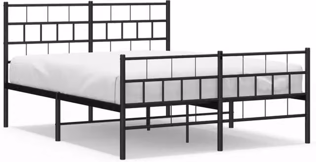 Letto matrimoniale con testiera e pediera in metallo nero L/P/H: 140 x 200 x 90 cm