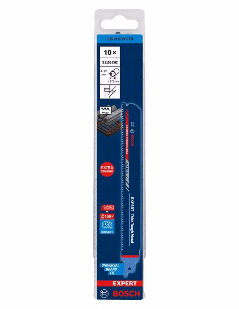 Set di 10 lame da seghetto alternativo universali Bosch Expert Thick Tough Metal con punta al carburo, Lunghezza: 225 mm, Colore: Blu – 2