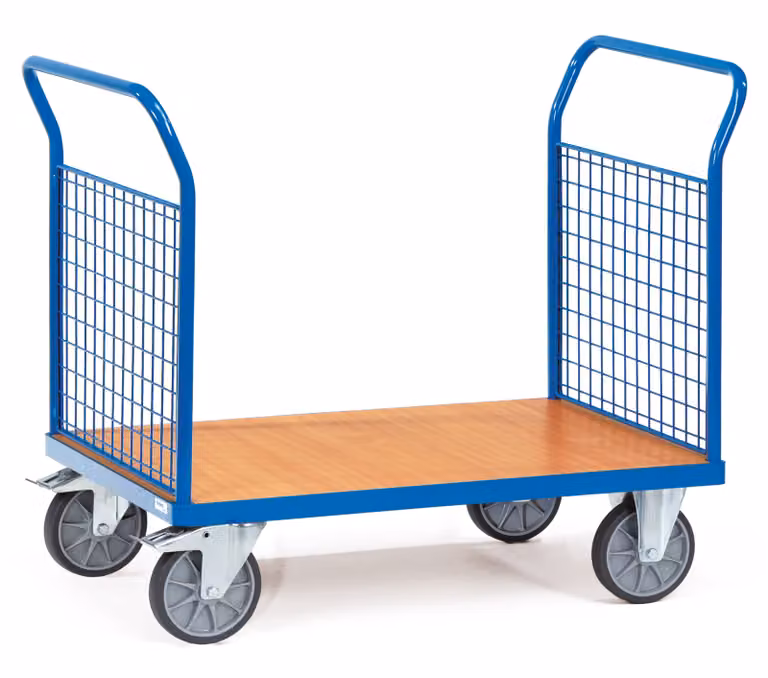 Carrello Fetra Multivario a doppia parete terminale in decoro faggio con rete metallica 1200x800mm area di carico