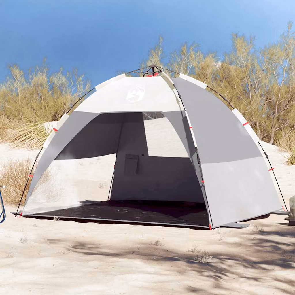 vidaXL Tenda da Spiaggia per 2 Persone Grigia Impermeabile in Poliestere