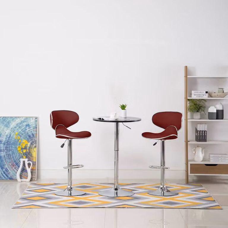 Set di 2 sgabelli da bar vidaXL in similpelle rossa con base girevole a 360 gradi