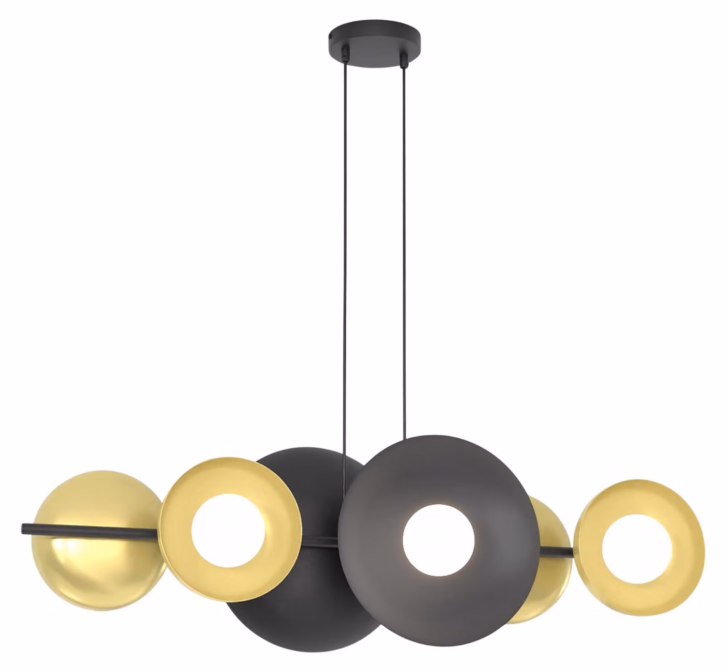 Lampada a sospensione VOLUM nero-oro-bianco 6xG9x15W in metallo, dimensioni: 140x100x23 cm, IP20, Emibig