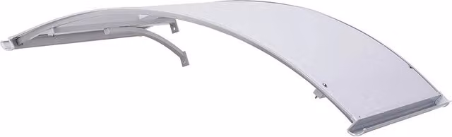 Pensilina Tettoia ad Arco Ranieri in Alluminio e Policarbonato Satinato Opalino con Grondaia, L: 120 cm, P: 160 cm