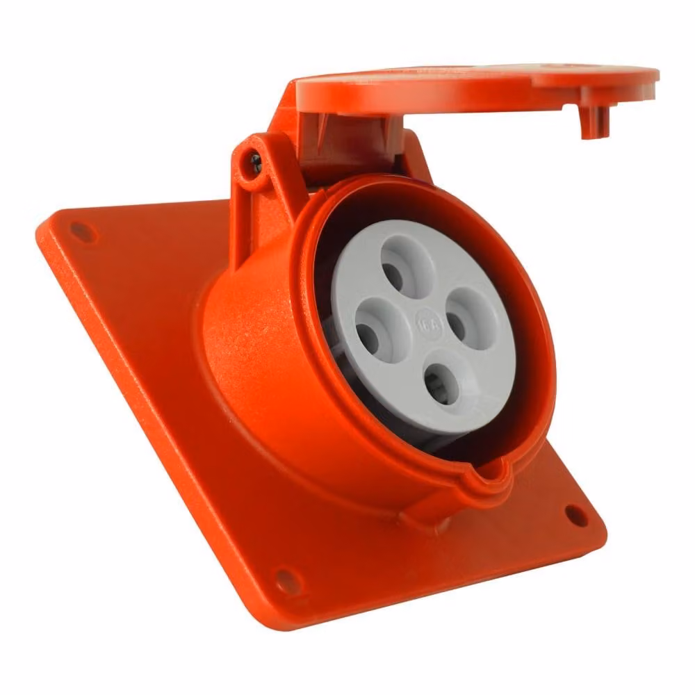 Presa CEE da incasso angolata 400V 32A 4P 83x90 mm 6055