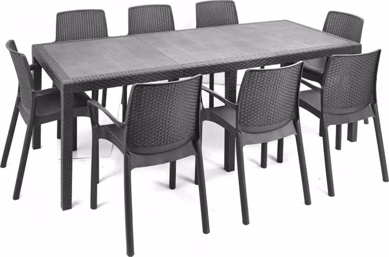 Tavolo da Giardino Antracite 150x90x72 cm Plastica Stile Rattan