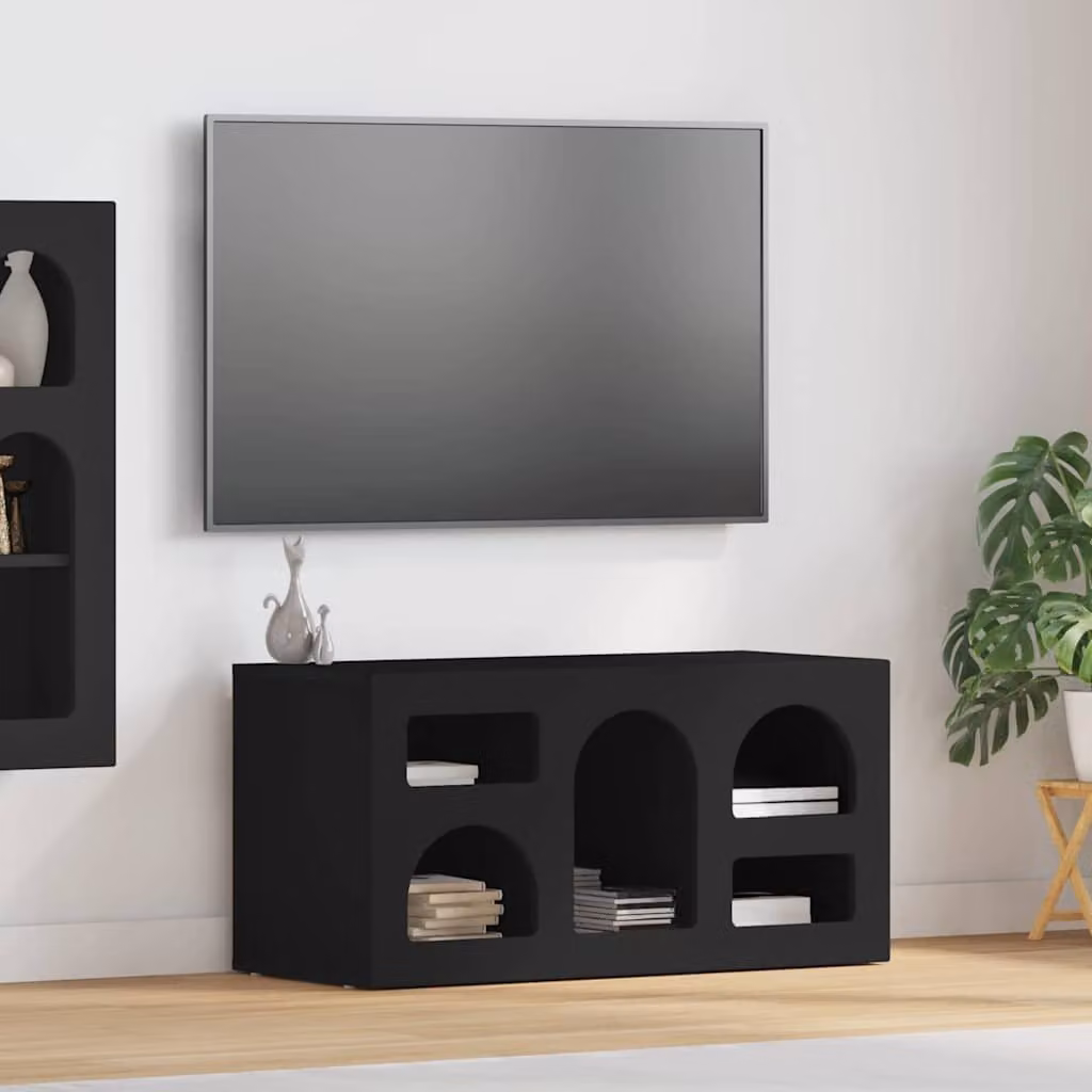 Mobile TV vidaXL moderno in legno ingegnerizzato nero L: 80 cm, P: 35 cm, H: 40 cm