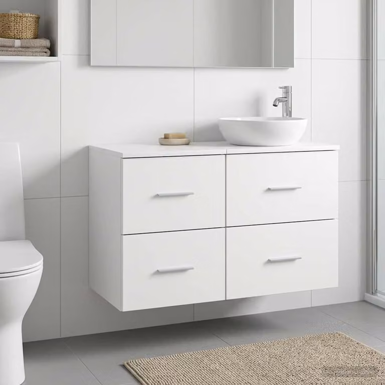 Armadio da bagno moderno vidaXL In-between bianco con cassetti e ante, L/P/H: 30 x 44,5 x 50 cm