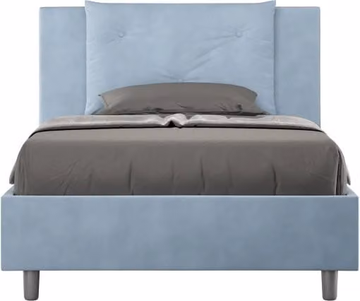 Letto imbottito 1 piazza e mezza 120x190 cm Appia - Con rete,Microfibra,Azzurro