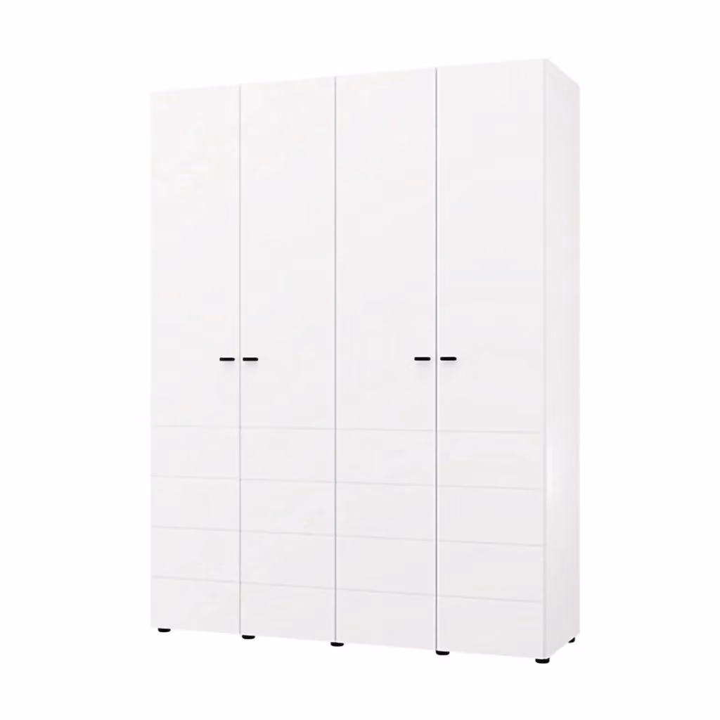 Armadio da camera da letto DMORA con ante a battente, bianco opaco, L: 155 cm, H: 208 cm – 2