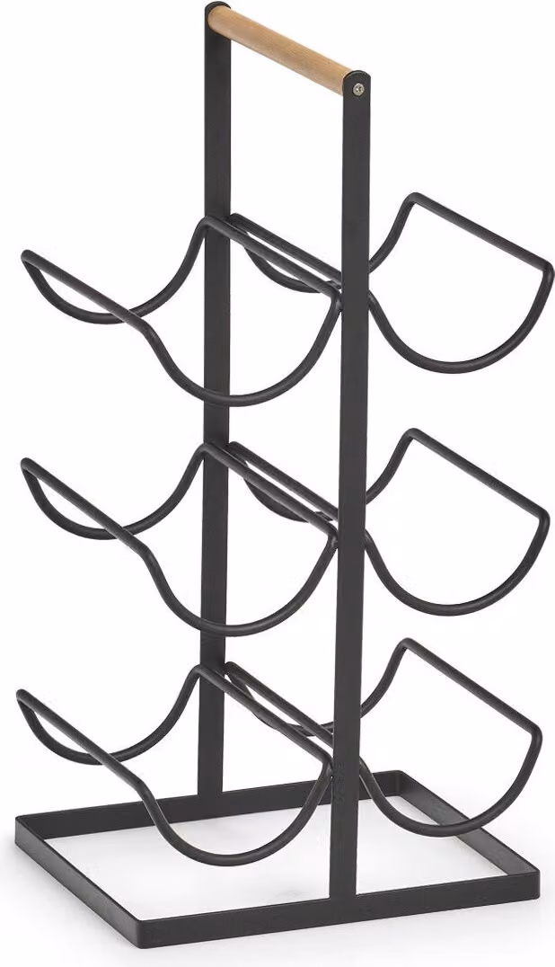 Portabottiglie Zeller per 6 bottiglie, metallo, 23,5x20x46 cm, nero