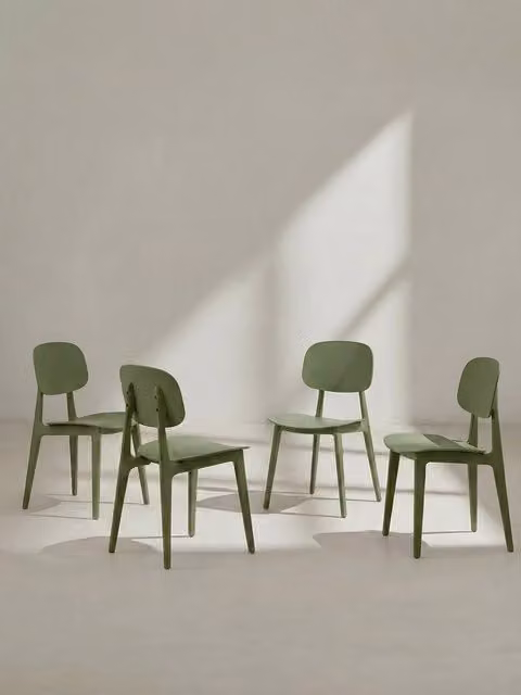 Set di 4 sedie Helm verde Kenay Home per sala da pranzo e cucina