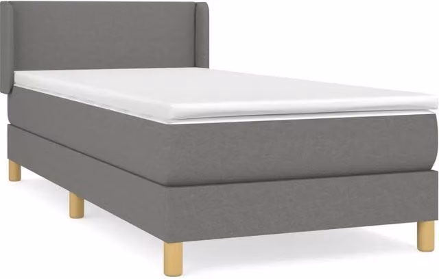 Letto singolo | Letto per adulti | Giroletto a Molle con Materasso Grigio Scuro 100x200 cm Tessuto