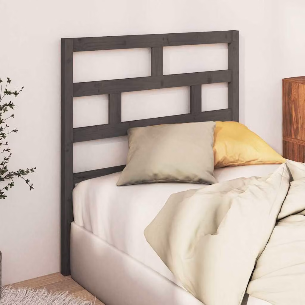Testiera per letto vidaXL in legno massello di pino, colore grigio, L: 106 cm, P: 4 cm, H: 100 cm