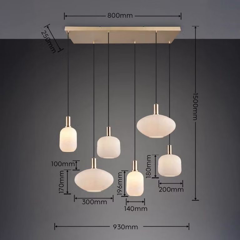 Reality Leuchten Lampada a sospensione Emelie, dimmerabile, Ottone / Oro, Soggiorno / Sala da pranzo, Metallo, Lampada a sospensione