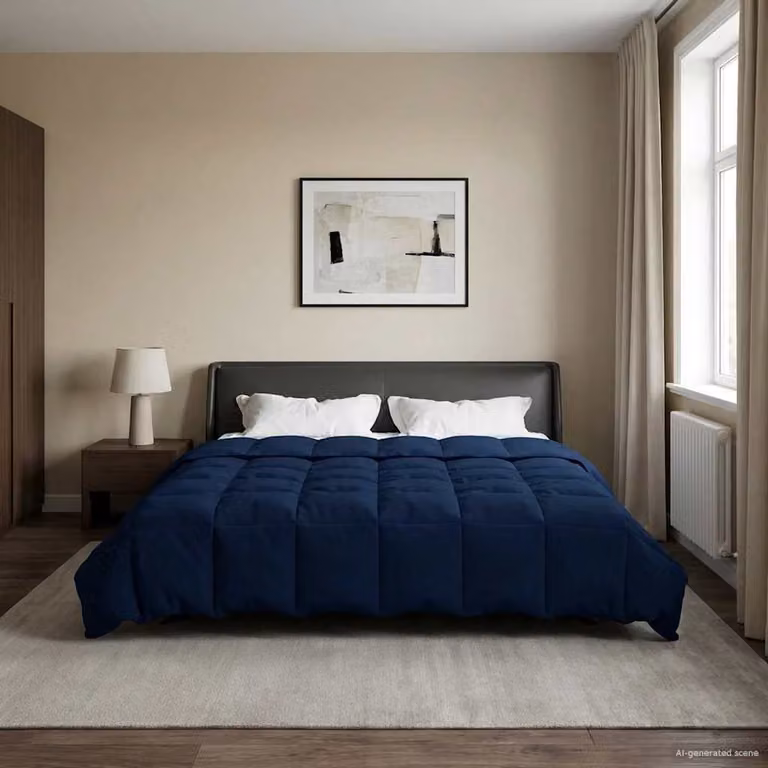 Piumino Letto Estivo vidaXL in Microfibra Traspirante e Reversibile, Blu, 200 x 220 cm