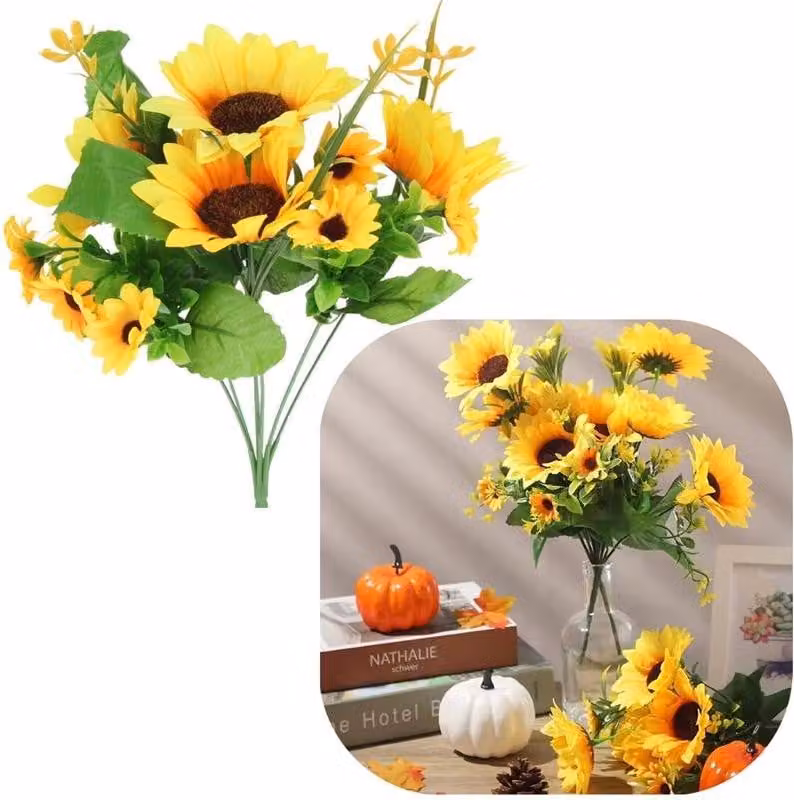 Fiori artificiali Girasole Mazzo di girasoli per un vaso da 30 cm Composizione