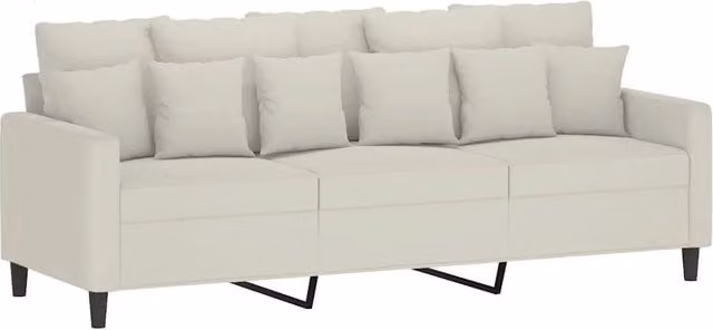 Divano | Divano da soggiorno | Sofa a 3 Posti Crema 180 cm in Velluto